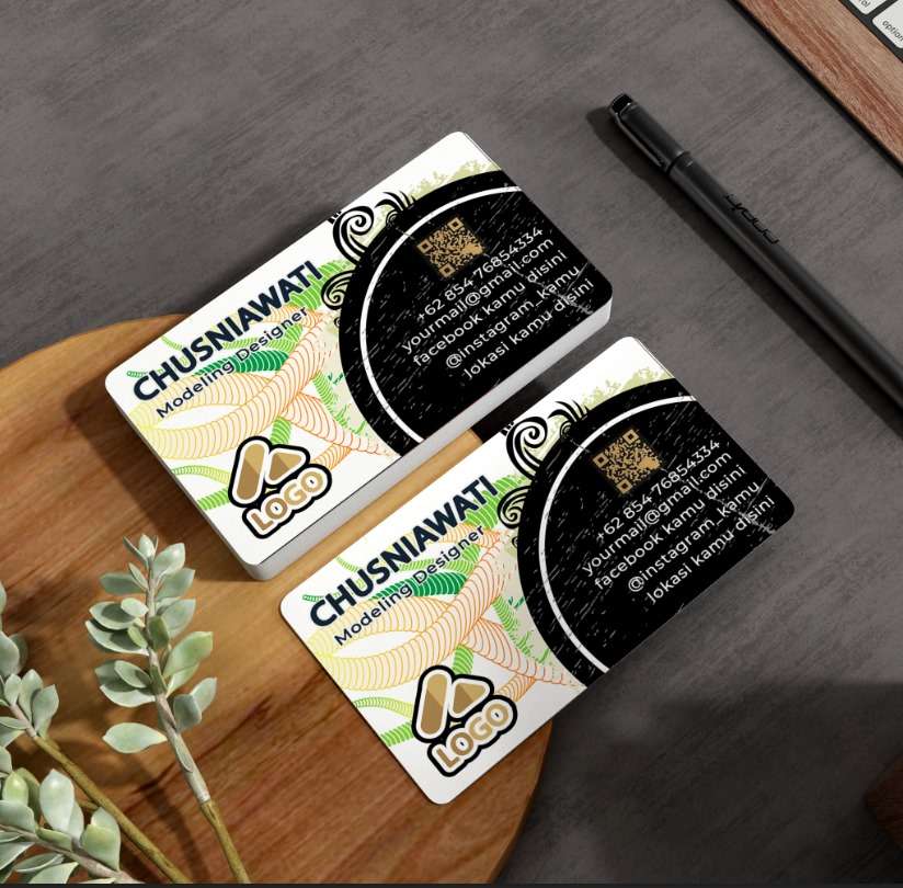 Kartu nama eksklusif artistik modern hitam, emas, dan putih - Image 1