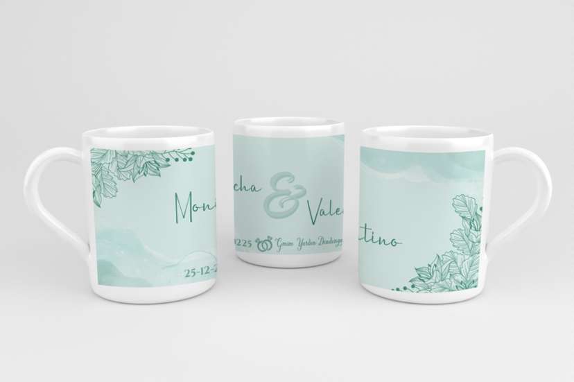 Design Mug Wedding Green Minimalist - Image 1