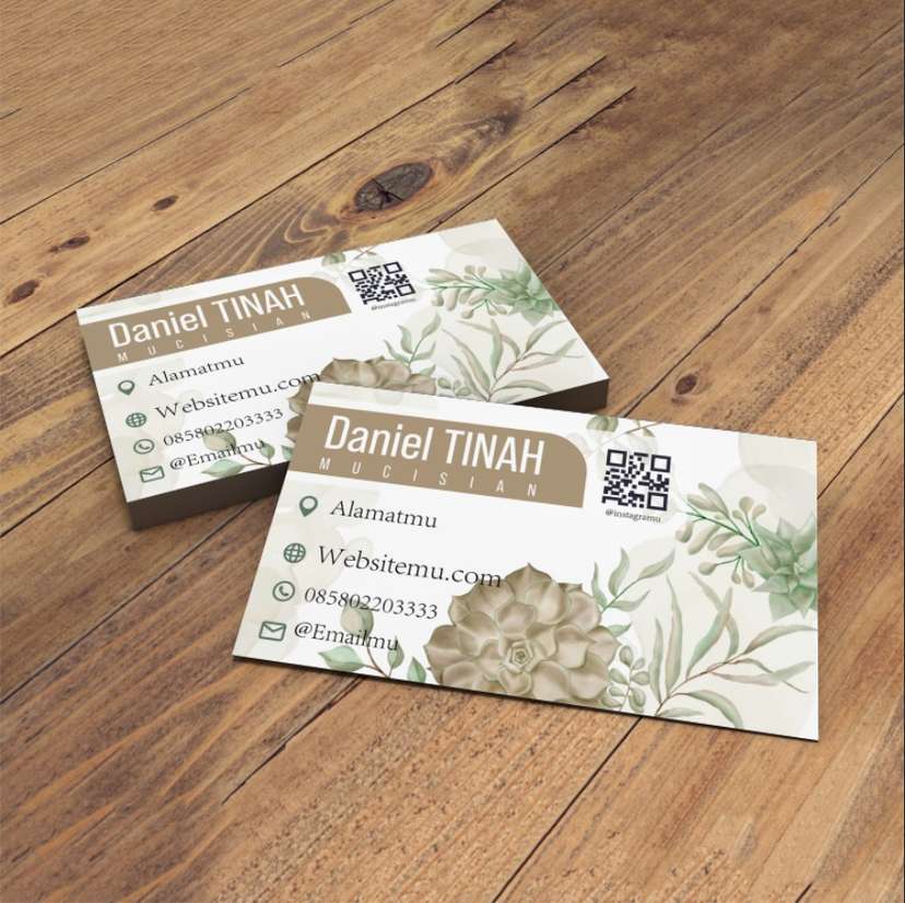 Kartu Nama Natural Minimalis dengan Nuansa Earth Tone yang Elegan - Image 1