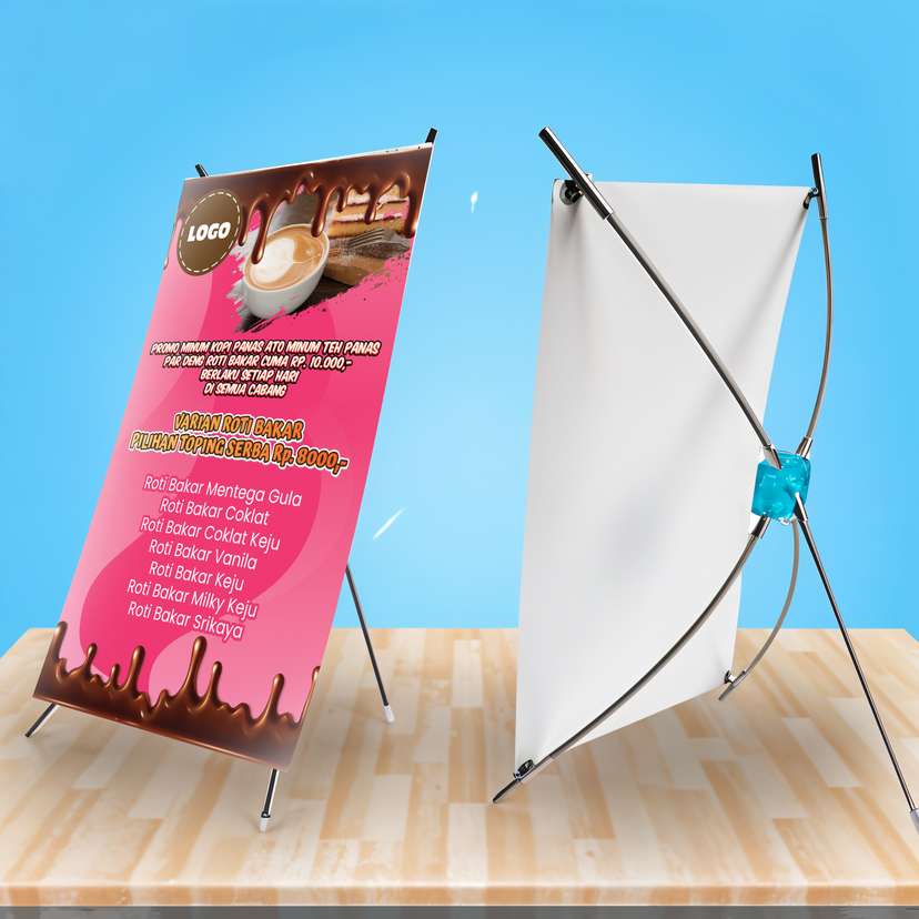 X Banner Mini Pink Coklat Caffee Product - Image 1