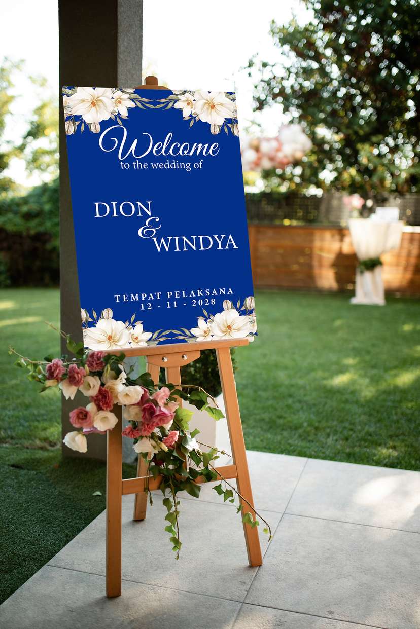 Welcome Sign Biru Bunga - Image 1