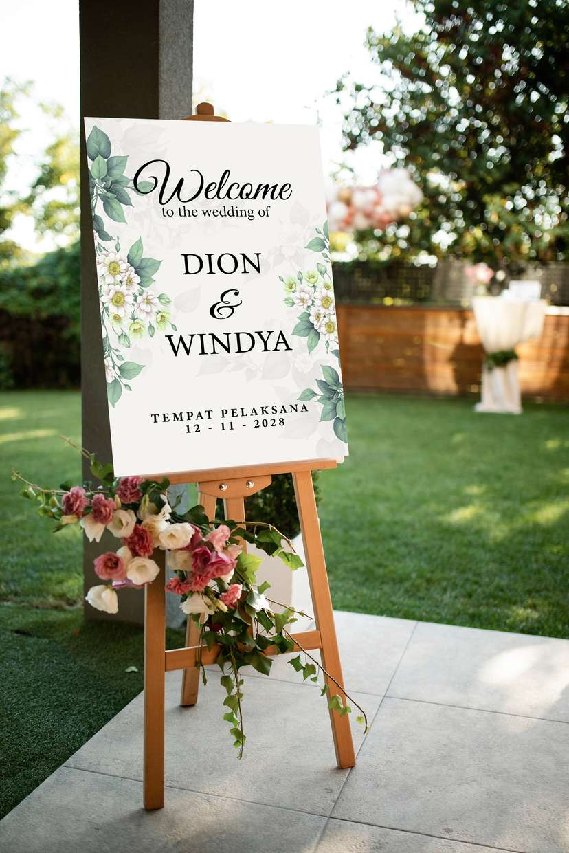 Welcome Sign Tangkai Hijau Bunga - Image 1