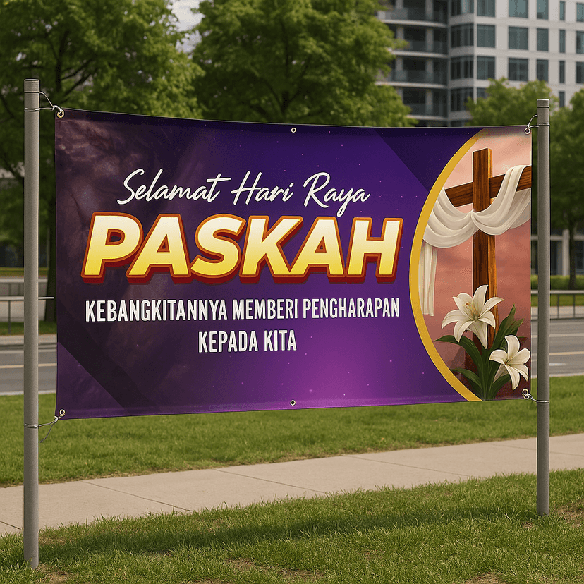 Spanduk Ucapan Paskah Tema Ungu - Image 1