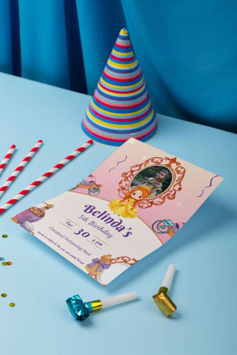 Undangan Ulang Tahun Princess Pakai Foto - Image 1