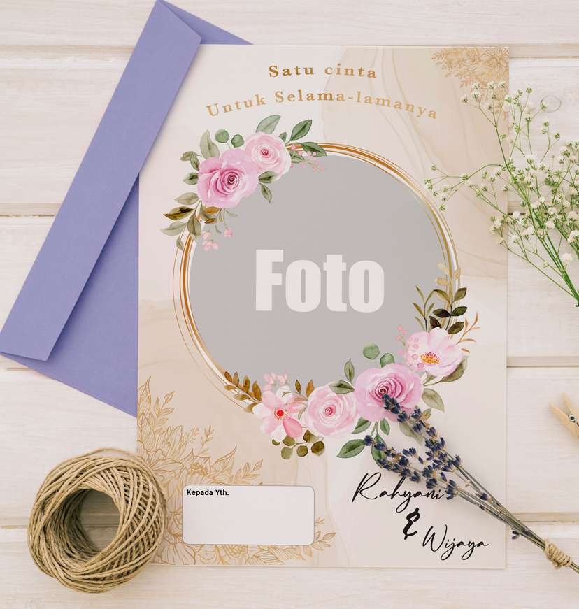 Undangan Wedding Gold Yellow Flower Leaf - Image 1