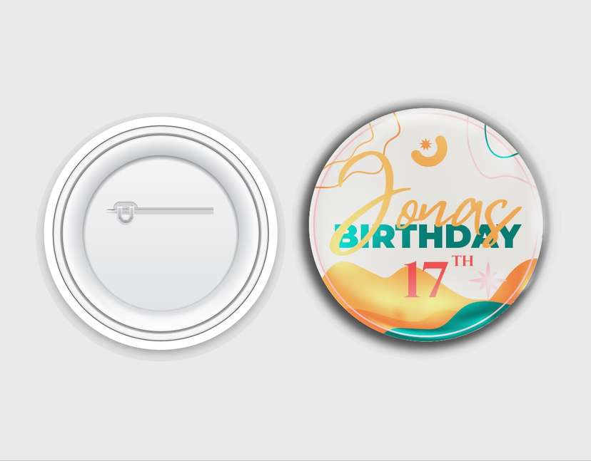 Desain Pin Peniti Ulang Tahun dengan Tema Warna Cerah dan Modern - Image 1