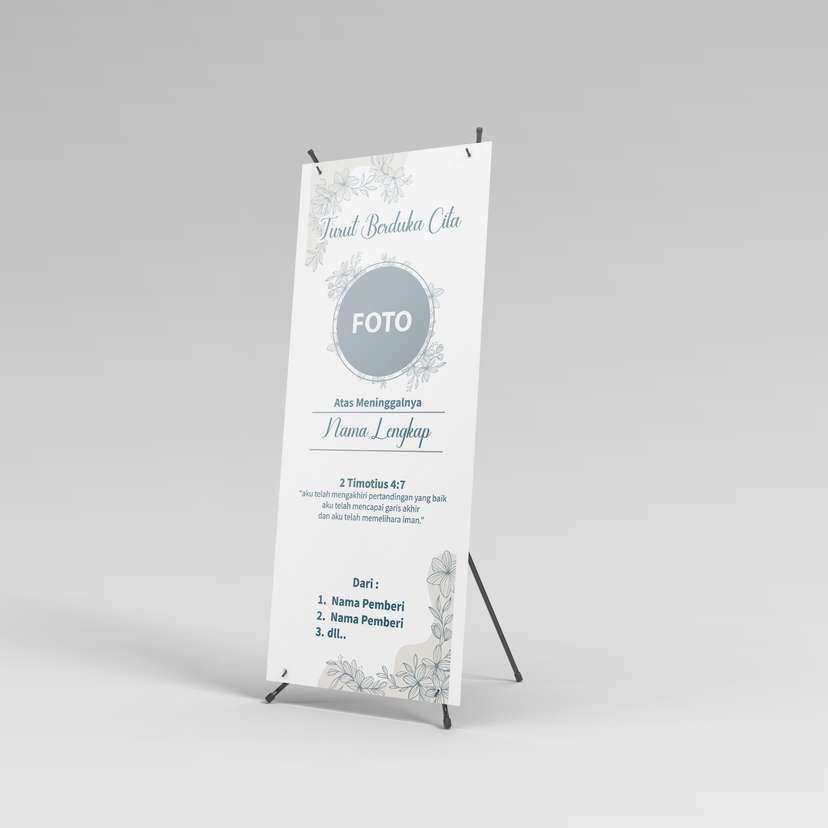 X Banner Duka Putih Sejuh Berdaun Hijau - Image 1