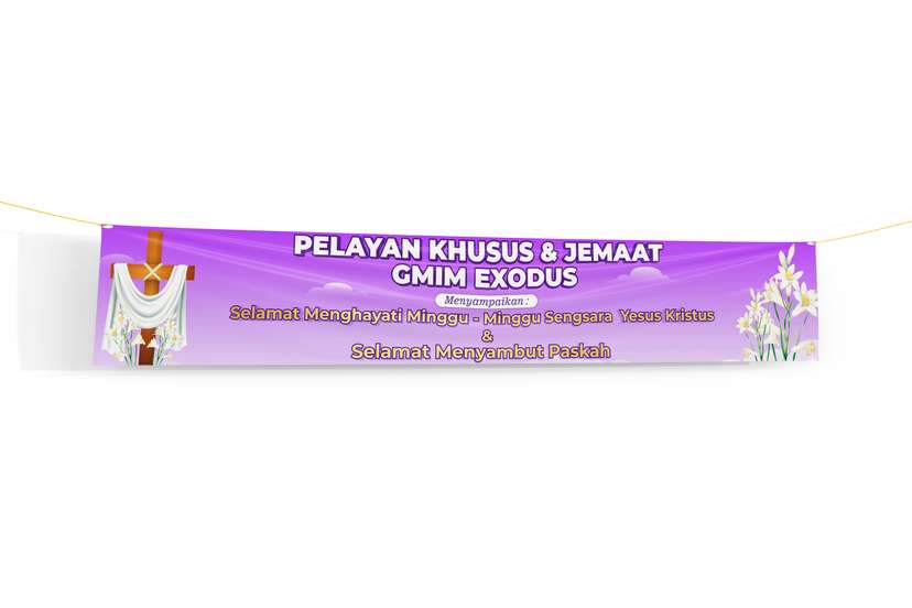 Banner Ucapan Selamat Paskah Warna Ungu - Image 1