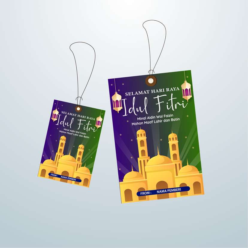 HangTag Idul Fitri Dark Ungu Hijau - Image 1