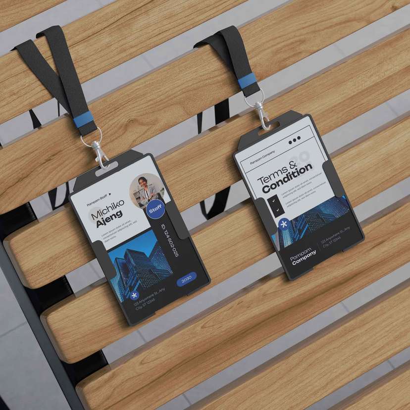 ID Card Karyawan Perusahaan Tema Gelap Aksen Biru Elegan - Image 1
