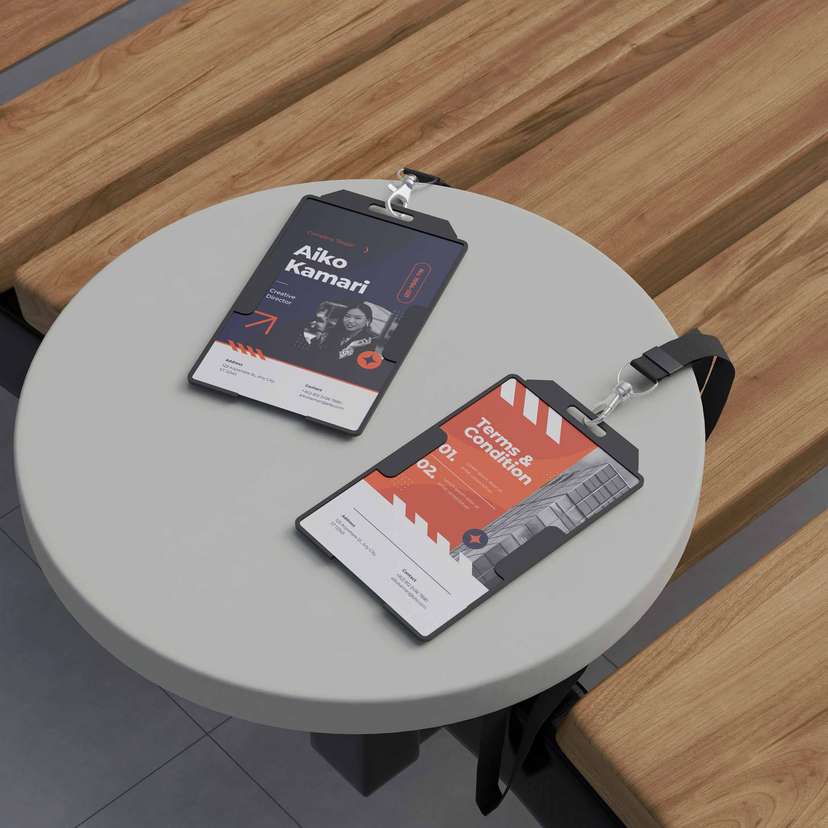 ID Card Karyawan Perusahaan Tema Hitam Putih Aksen Orange - Image 2