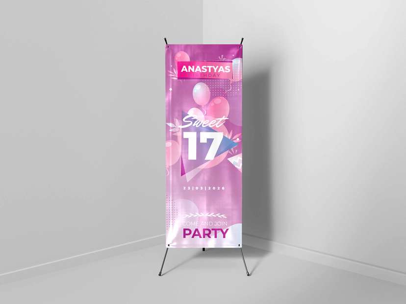 X Banner Sweet Seventeen Pink - Image 1