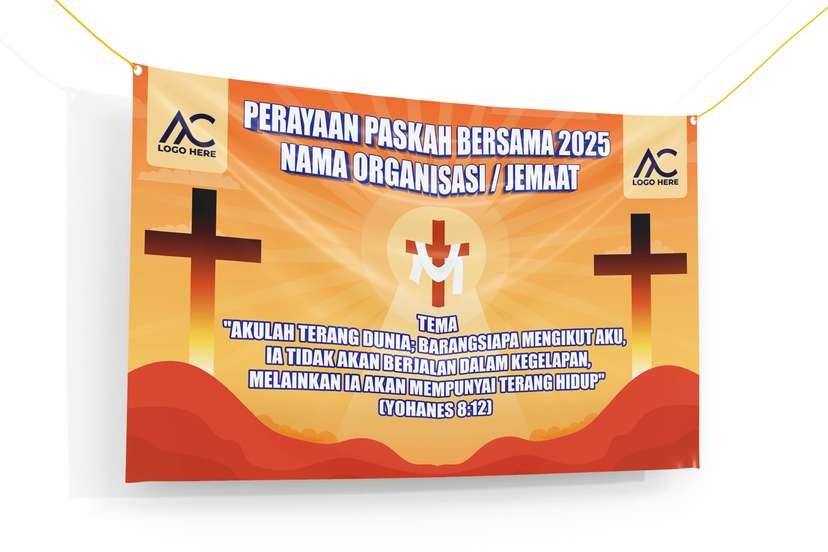 Banner Paskah Dengan Nuansa Orange Kuning - Image 1