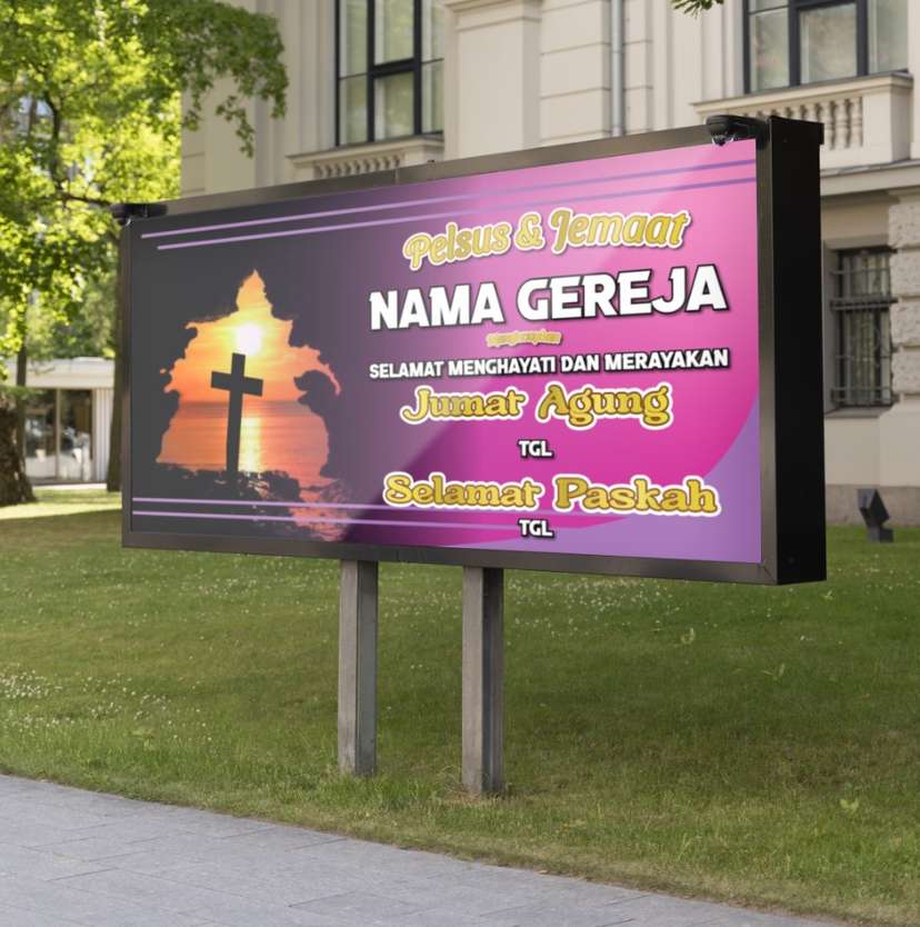 Desain Baliho Ucapan Jumat Agung dan Paskah Gereja - Image 1