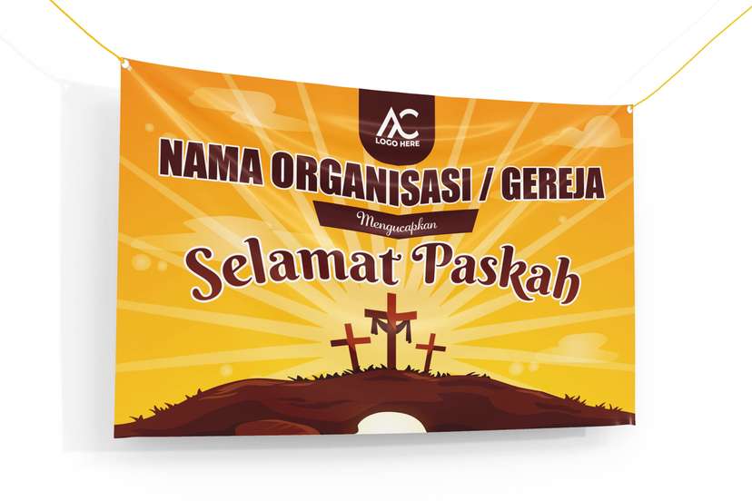 Banner Paskah Dengan Tema Warna Kuning Orange - Image 1