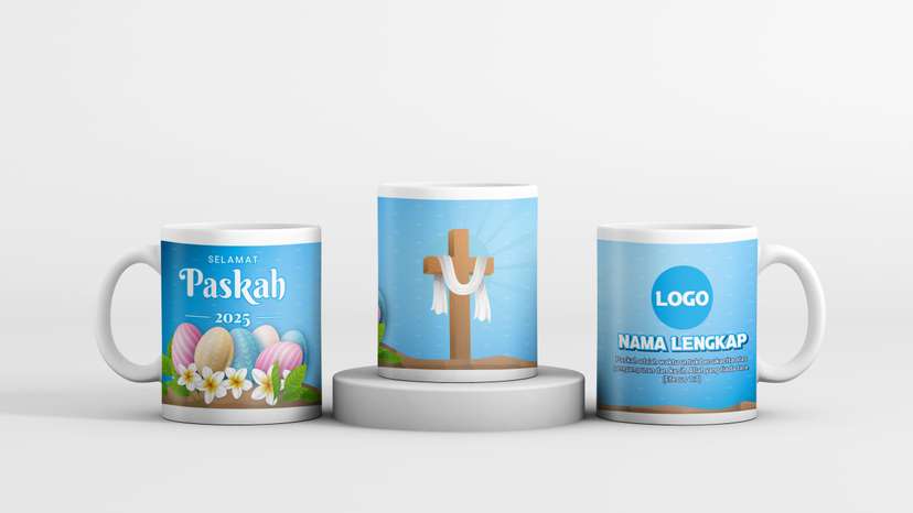 Mug Paskah berwarna Biru Elegan Nuansa Damai dan Sukacita - Image 1