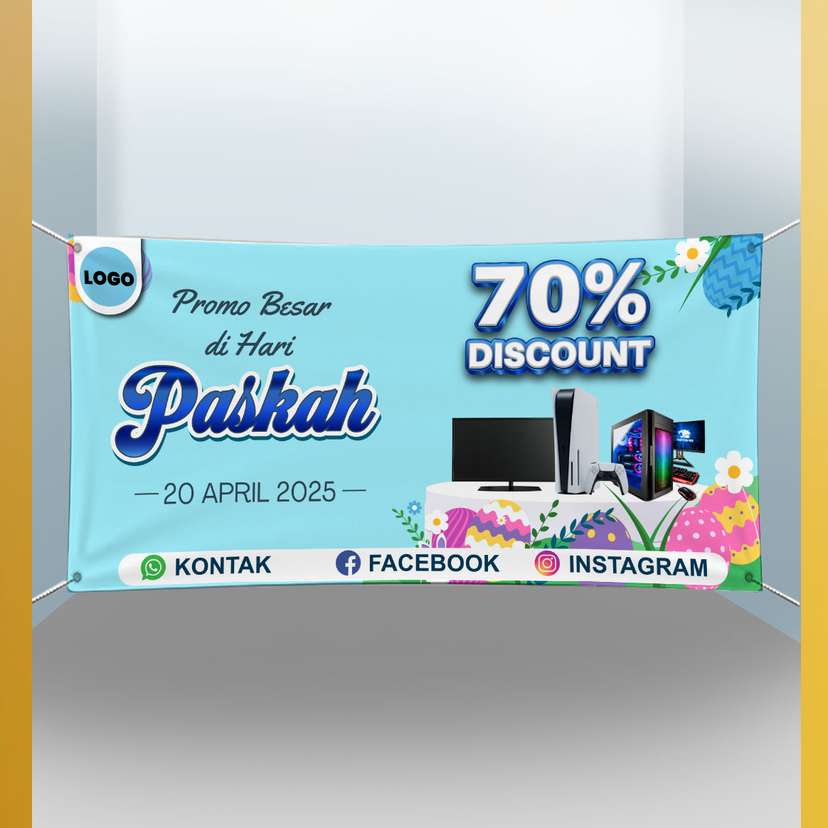 Baliho Promo Paskah Biru Untuk Elektronik - Image 1