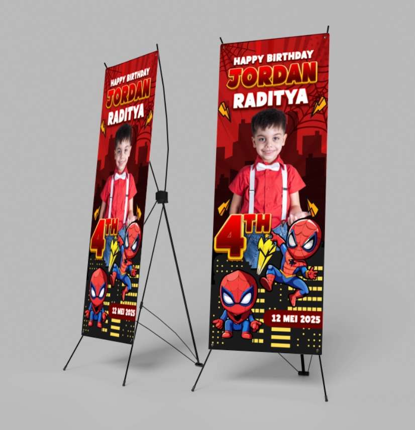 Banner Ulang Tahun Tema Spiderman Merah - Image 1