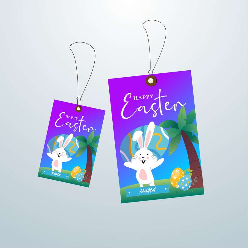 HangTag Paskah Kelinci Pink Biru - Image 1