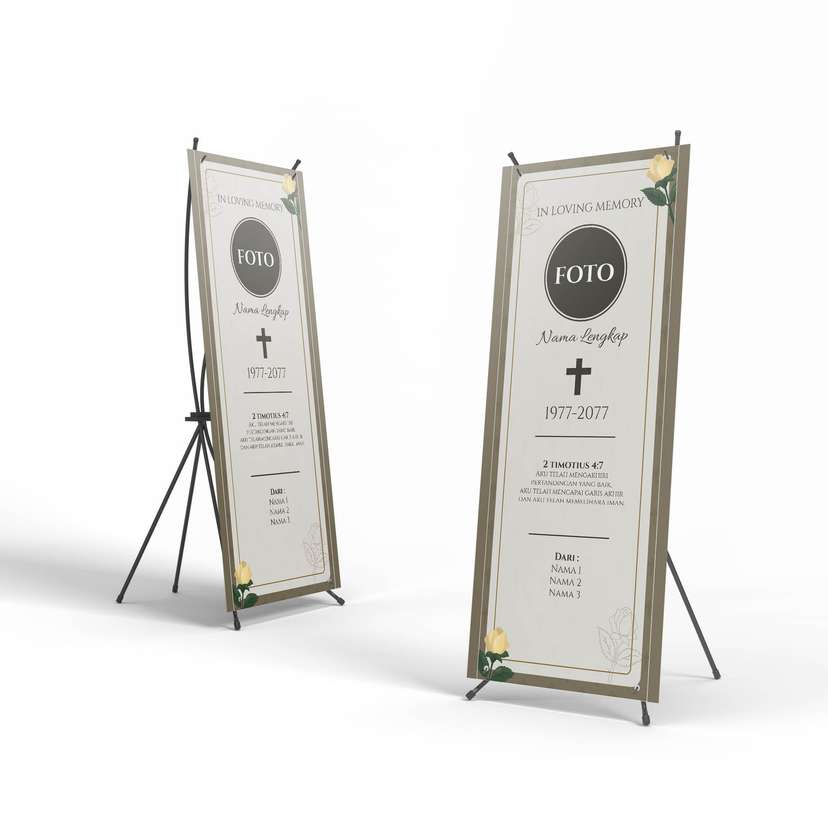 Banner Duka Kristen Coklat Abu-abu Elegan dengan Bunga - Image 1