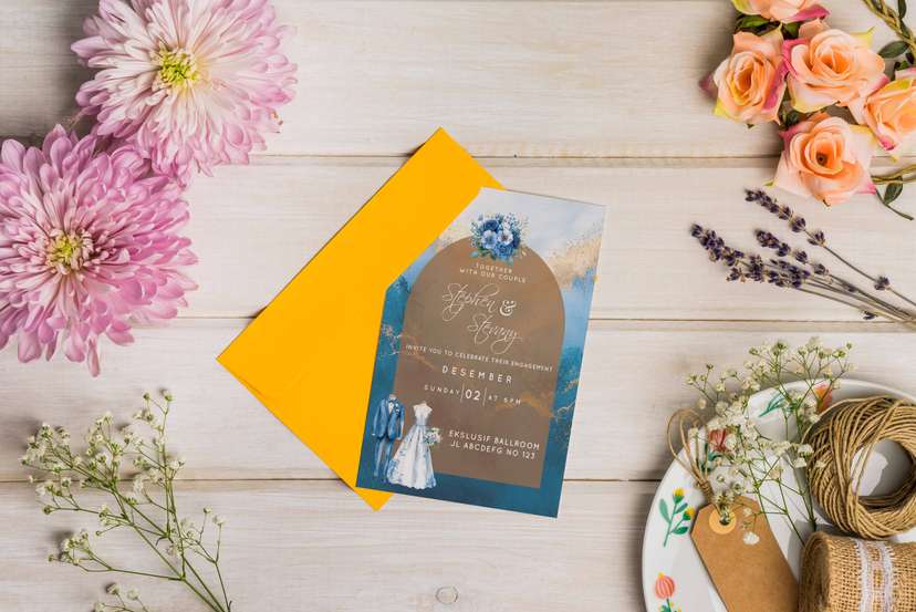 Undangan Tunangan Elegan Tema Floral Rustic Mewah - Image 1