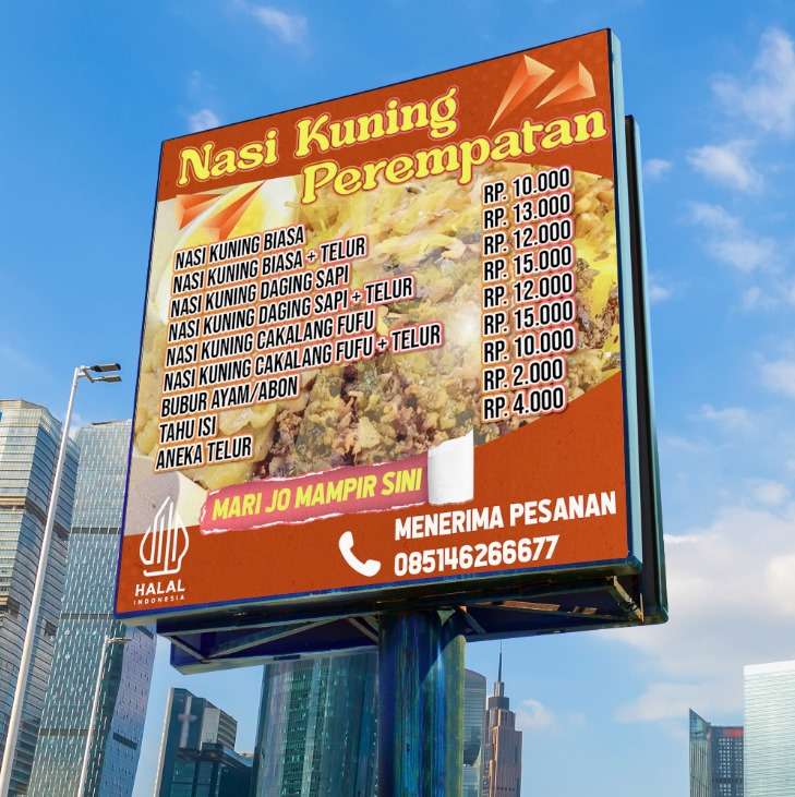 baliho Menu Nasi Kuning Perempatan – Murah, Enak - Image 1