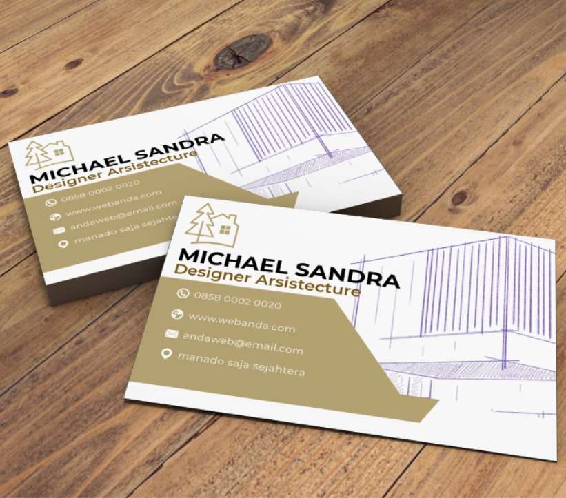 Kartu Nama Arsitek Elegan Warna Gold - Image 1