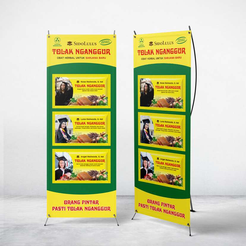 Standing Banner "Tolak Nganggur" yang Unik & Satir untuk Sarjana Baru - Image 1