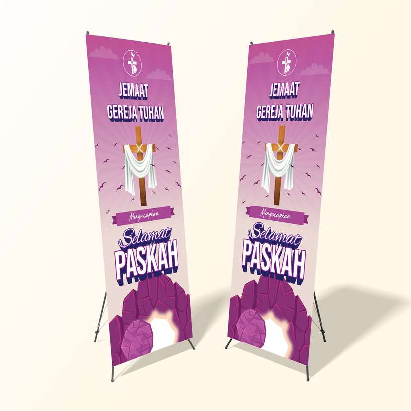 X Banner Paskah Tema Warna Ungu Muda - Image 1