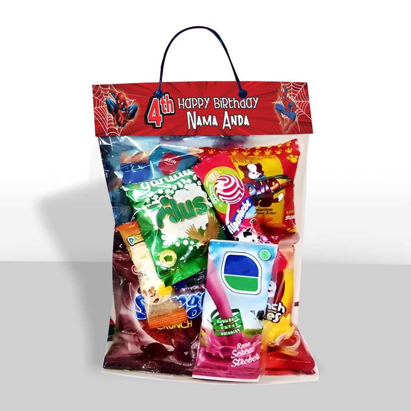 Label Snack Superhero Merah Jaring laba-laba - Image 1
