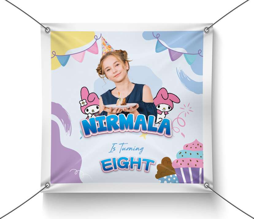 Baliho Ulang Tahun Biru Tema Melody - Image 1