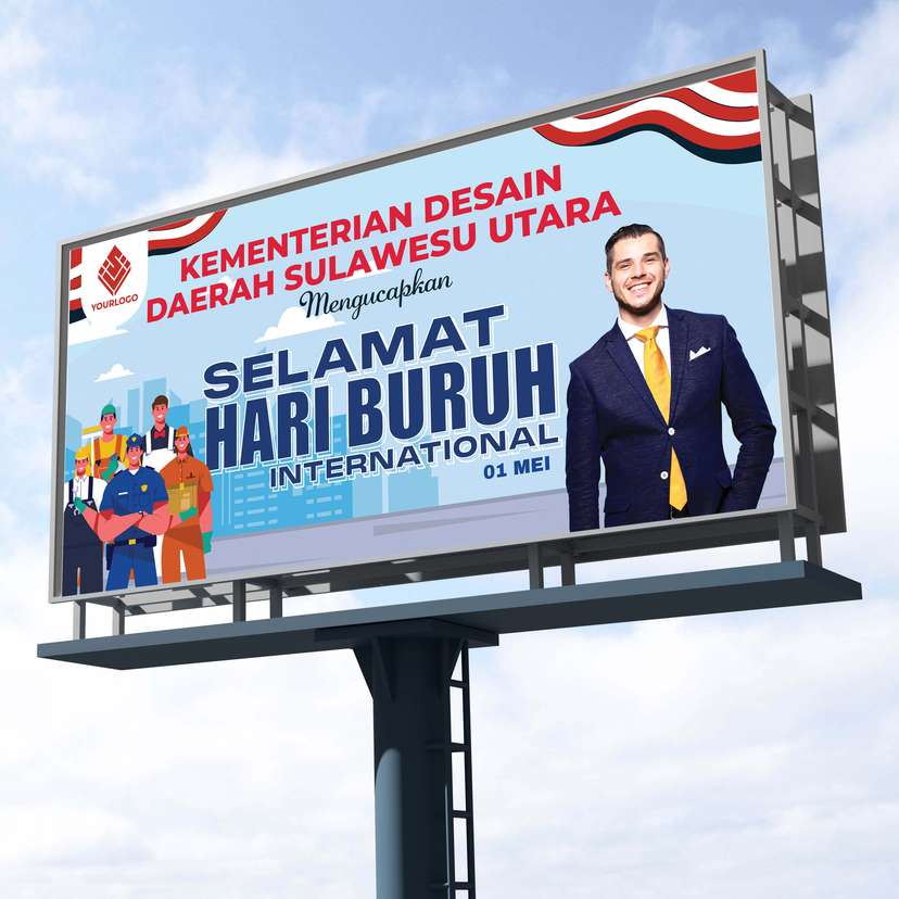 Baliho Ucapan Selamat Hari Buruh Biru - Image 1