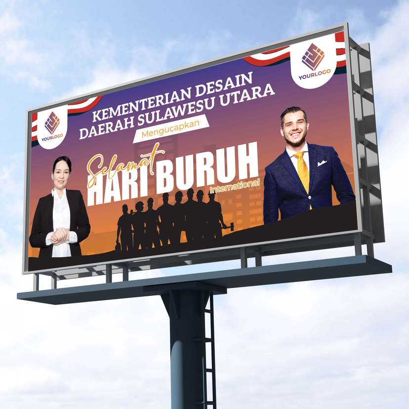 Baliho Ucapan Selamat Hari Buruh Cokla Biru - Image 1