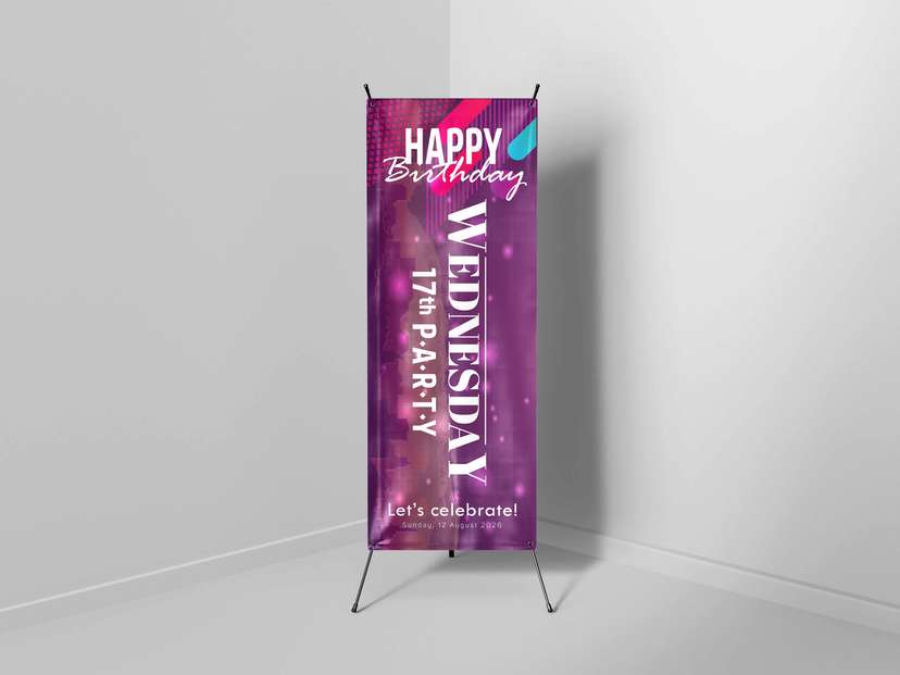 X-Banner Birthday Party Neon Purple Vibes - Image 1