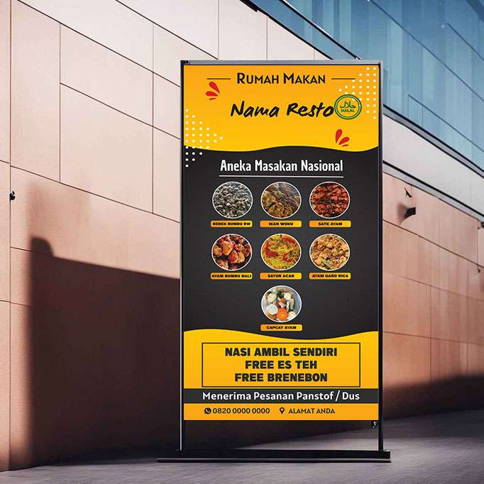 Baliho Menu Makanan Lengkap Kuning Hitam - Image 1