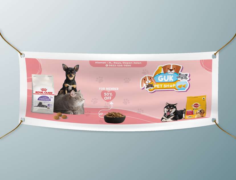 Spanduk GUK Pet Shop – 50% Off for Members - Image 1