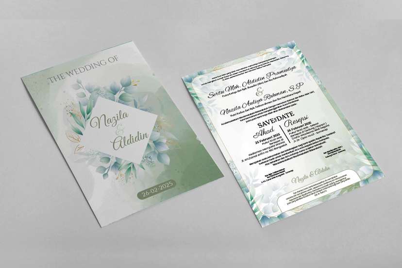 Undangan Wedding Muslim Simple Desain Warna Hijau - Image 2