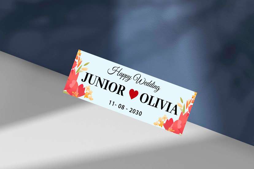 Wedding Plat Biru Merah Bunga Soft Elegan - Image 1