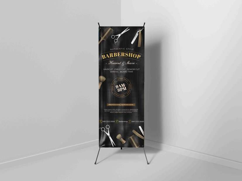 X-Banner Barbershop Elegan dengan Sentuhan Vintage Maskulin - Image 1