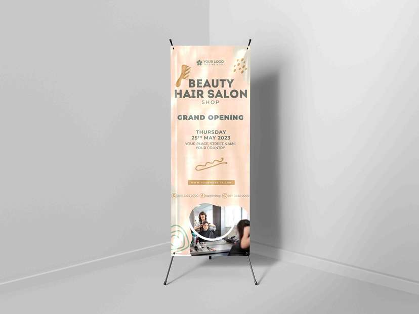 X-Banner Grand Opening Beauty Hair Salon Elegan Minimalis - Image 1