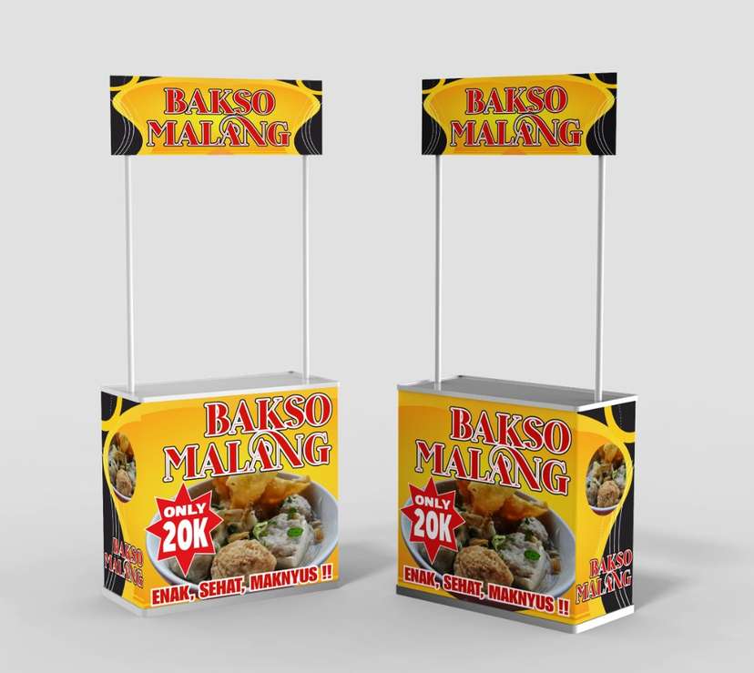 Booth event desk Bakso Malang dengan Desain Atraktif Warna Kuning Cerah - Image 1