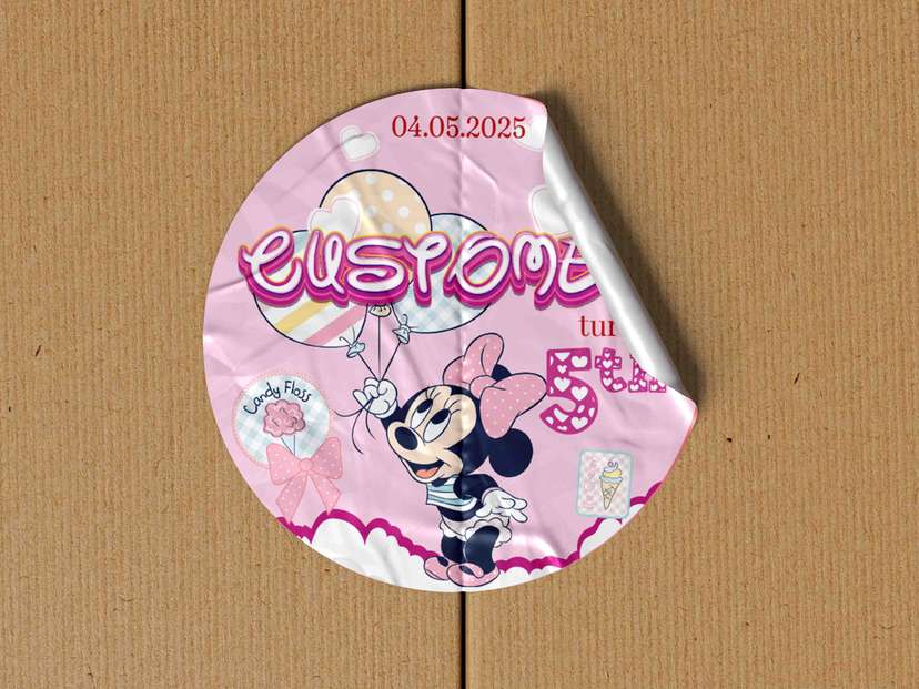 Sticker ulang tahun baby minnie pink - Image 1