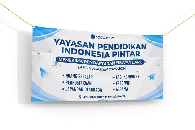 Banner Sekolah Penerimaan dan Pendaftaran Murid Baru Warna Dominan Putih - Image 1