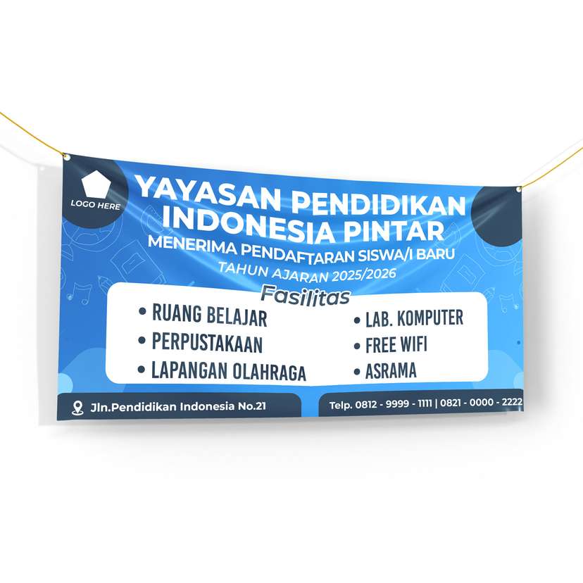 Banner Sekolah Penerimaan dan Pendaftaran Murid Baru Warna Dominan Biru - Image 1