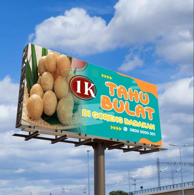 Baliho dagang jualan Ceria Modern Toska Oranye - Image 1