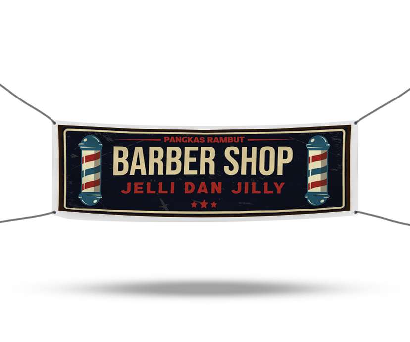 Baliho Barber Shop Jelli dan Jilly: Layanan Cukur Terbaik dengan Gaya Klasik - Image 1