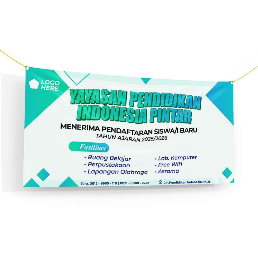 Banner Sekolah Penerimaan dan Pendaftaran Murid Baru Gradasi Biru Hijau - Image 1