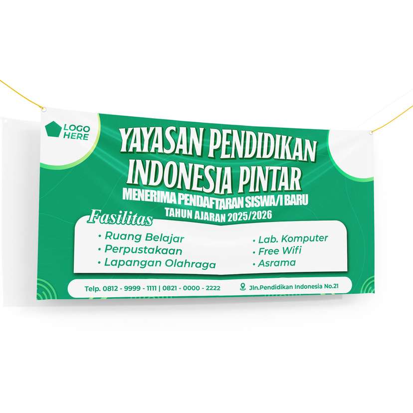 Banner Sekolah Penerimaan dan Pendaftaran Murid Baru Dominan Hijau - Image 1