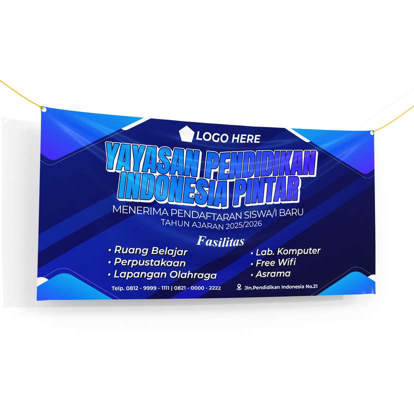 Banner Sekolah Penerimaan dan Pendaftaran Murid Baru Dominan Biru Tua - Image 1