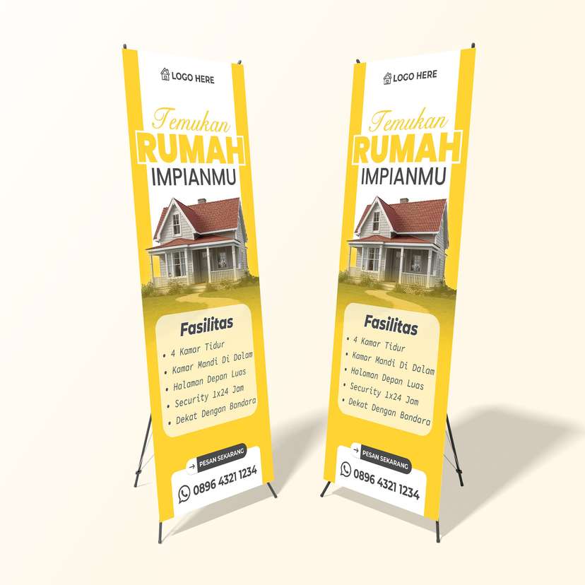 X Banner Promo Perumahan / Rumah Murah Dominan Kuning - Image 1